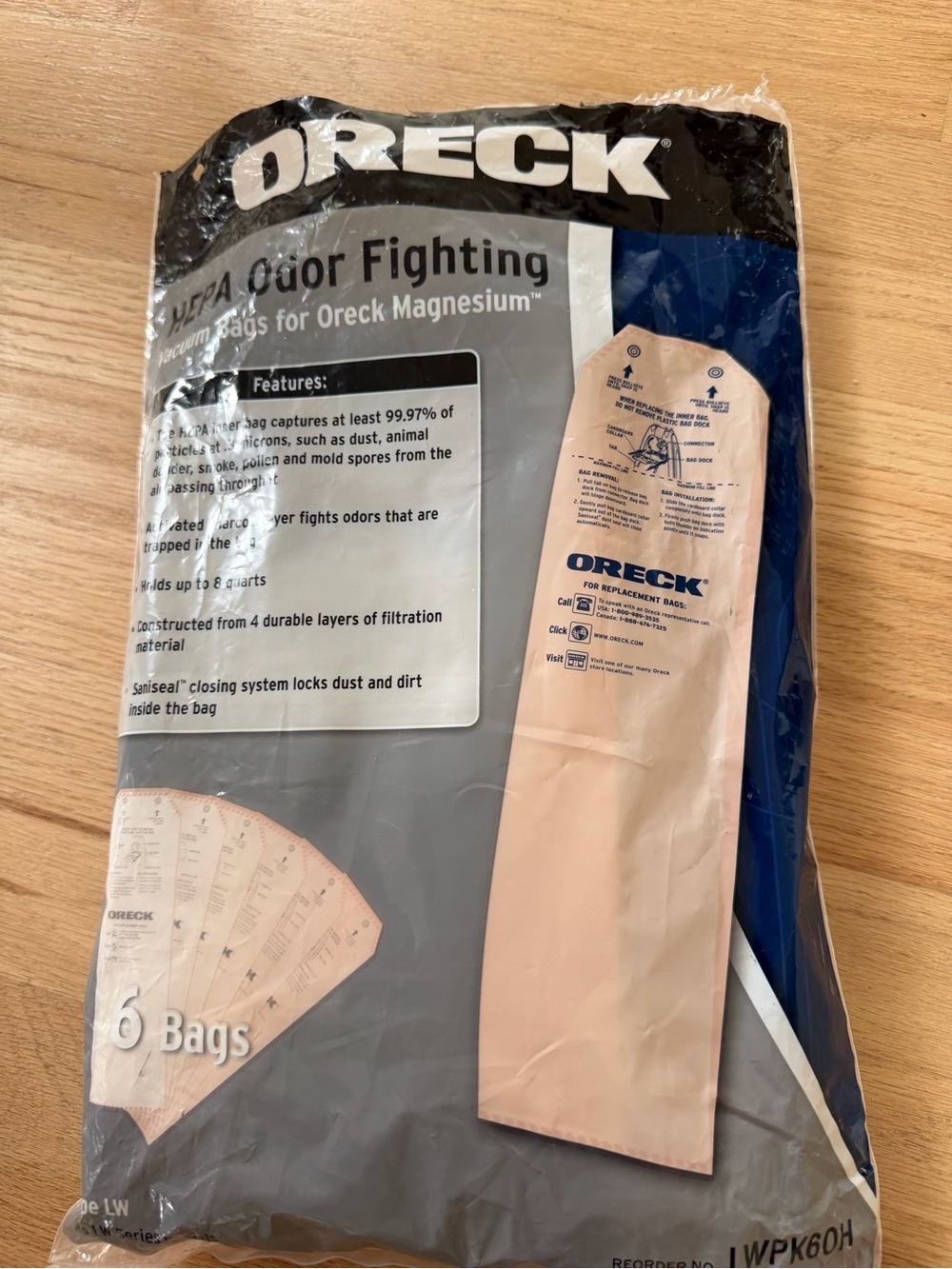 ORECK Vacuum Bags (4 Pack) For ORECK  Magnesium Vacuum bag open